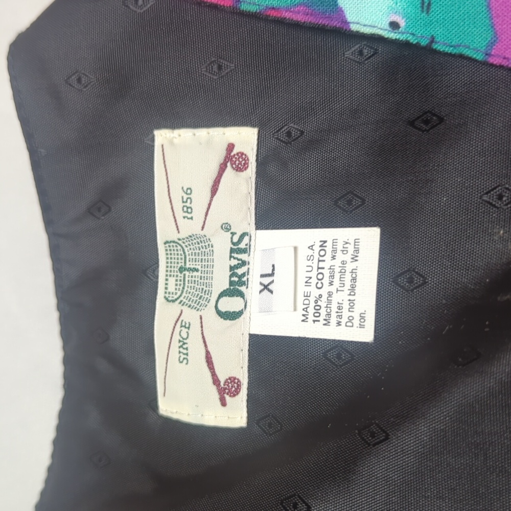 Orvis Vintage Kitschy Cat Lover Bold Colorful 2 Button Vest Purple Teal Pink - Picture 6 of 6